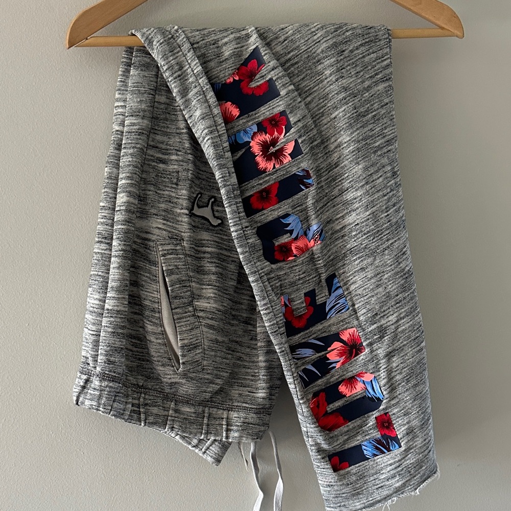 PINK Victoria's Secret Gray Sweatpants with Floral Accents